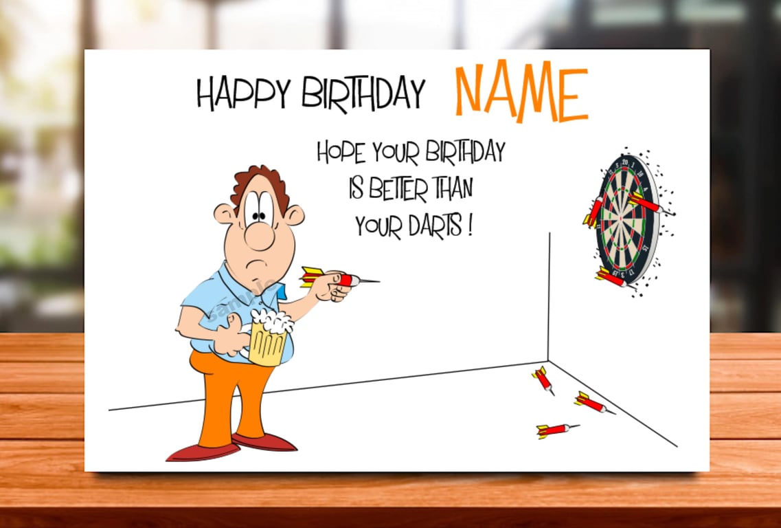 Personalised Darts Birthday Card, mum, dad, grandad, gran, son, daughter brother