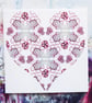 Exotic Flower Heart Shape Geometric Design Ceramic Tile Trivet with Cork Backing - Image 1