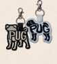 Pug Keyring - Dog Silhouette Word Art Accessory