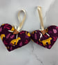 Handmade leopard cats hanging fabric hearts set of 2 - Image 7