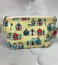 Beach huts makeup bag, Seaside zip bag, 2 size and colour options, Handmade - Image 5