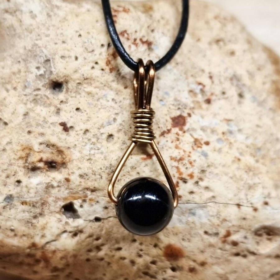Mens Shungite necklace. Triangle pendant. Unisex Black Reiki jewelry. 