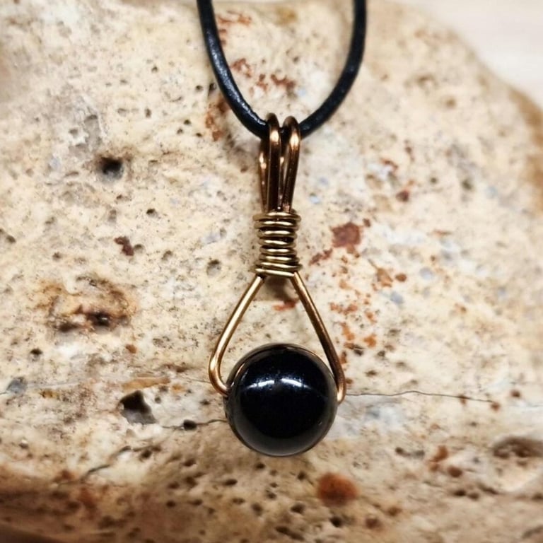 Mens Shungite necklace. Triangle pendant. Unisex Black Reiki jewelry. 