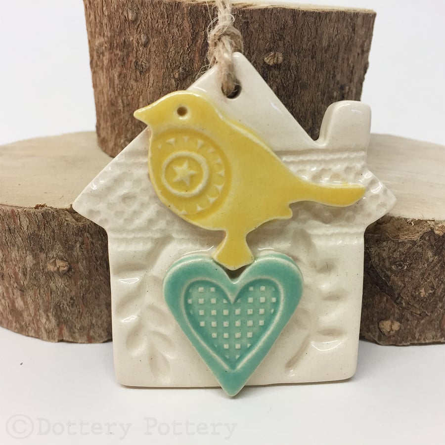 Small Ceramic bird house decoration Pottery bird house 