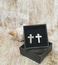 Sterling Silver 925 Unisex Cross Stud Earrings - Image 8