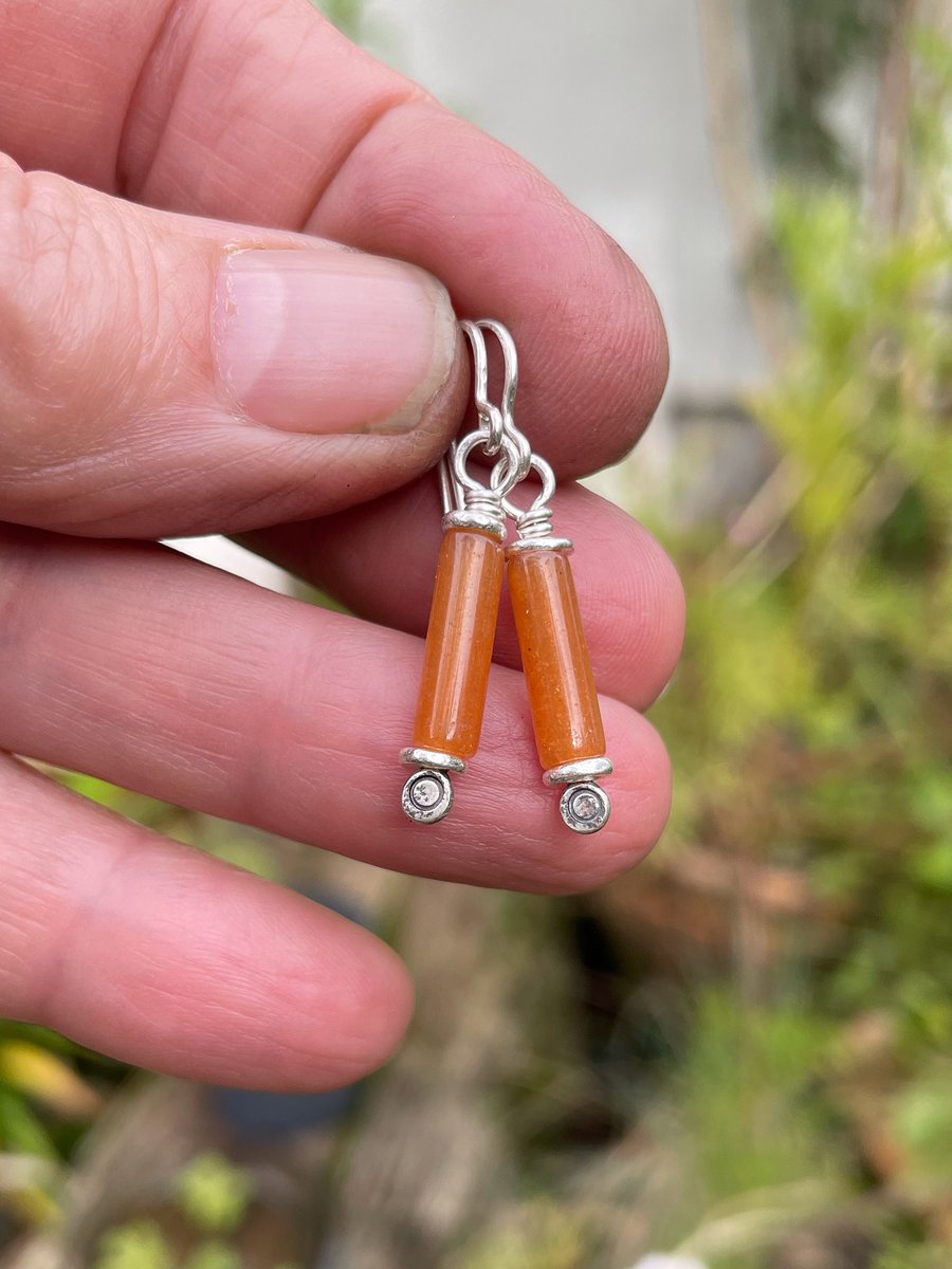 Scrolls orange aventurine silver earrings