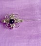 Sterling Silver Chainmaille Amethyst Ladies Brooch - Image 3