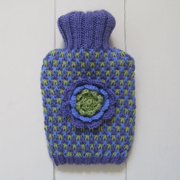 Hot water bottle cover - chocolate wrapper purple tweed