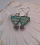 Chunky Green Triangular Bead Earrings For Pierced Ears, Gift for Her, Earrings - Image 2