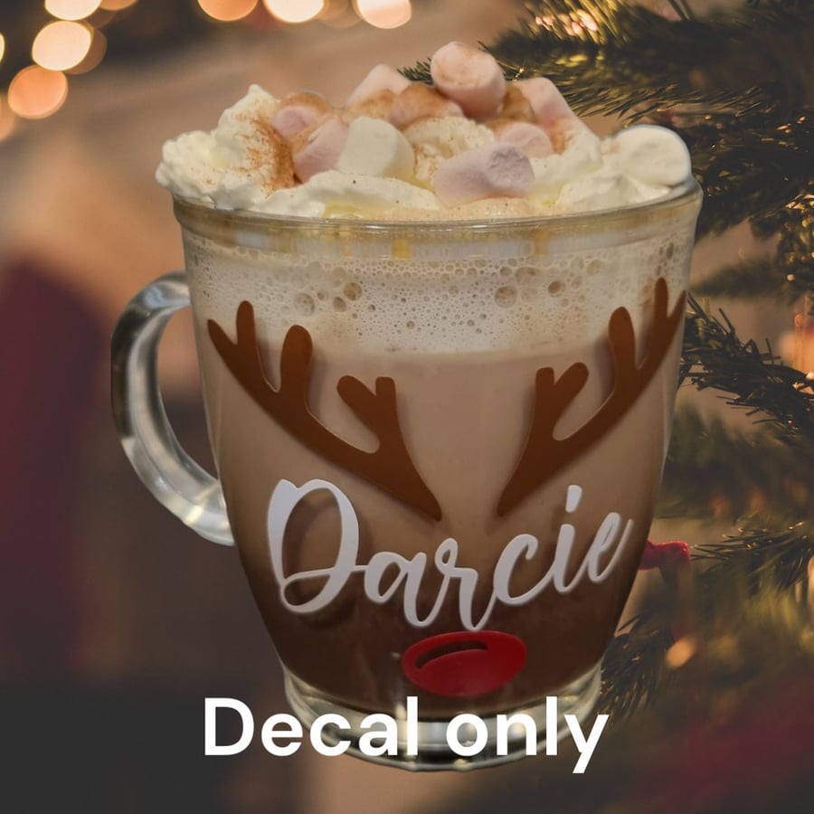 cute custom reindeer mug decals-custom reindeer mug stickers