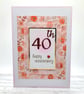 40th Anniversary Card - ruby wedding anniversary, floral, layered, textured