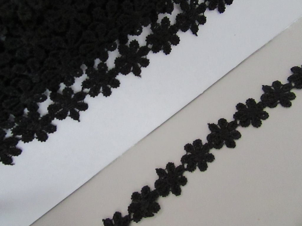 Black Daisy Venise Guipure Lace sold by the metre