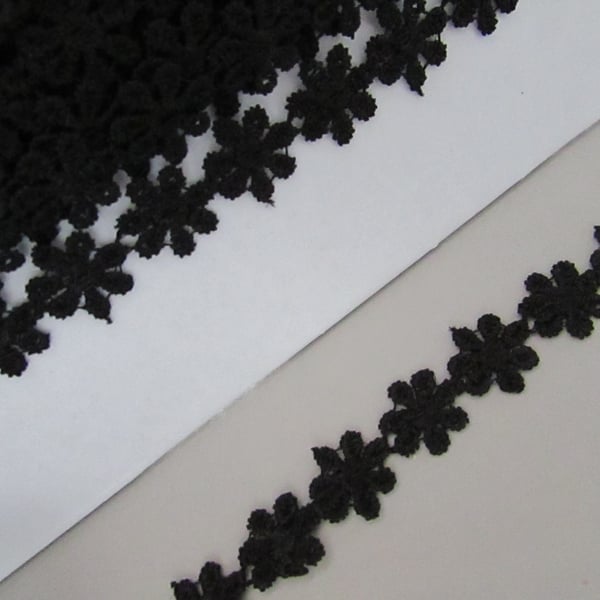 Black Daisy Venise Guipure Lace sold by the metre