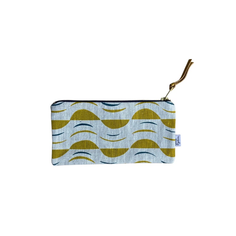 Hand screen printed pencil case - Maronti ochre