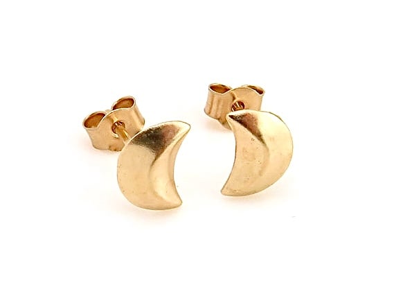 9ct Gold Crescent Moon Earrings 