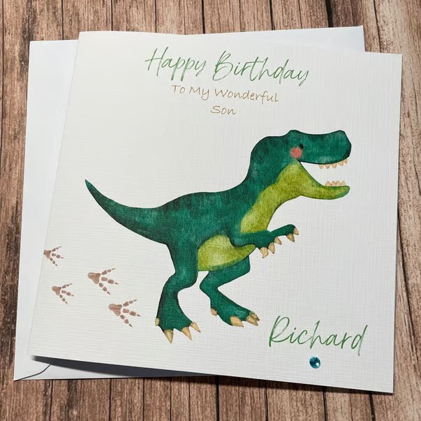 Dinosaur Birthday Card Personalised T Rex Happy Birthday Son Grandson Nephew Boy
