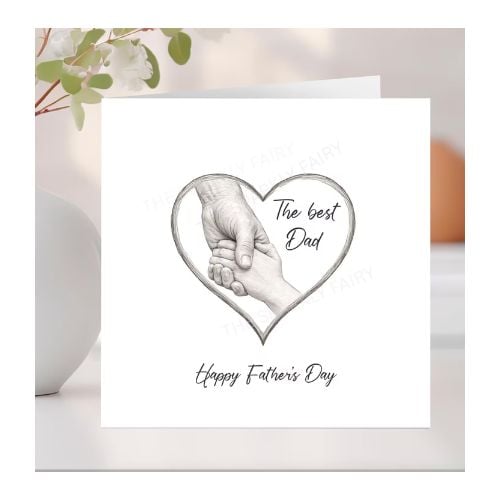 Father's Day Card  – Child Holding Hand Sketch From Son or Daughter