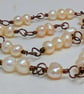 Pearl and copper wirework necklace with toggle clasp, June birthstone  - Image 2