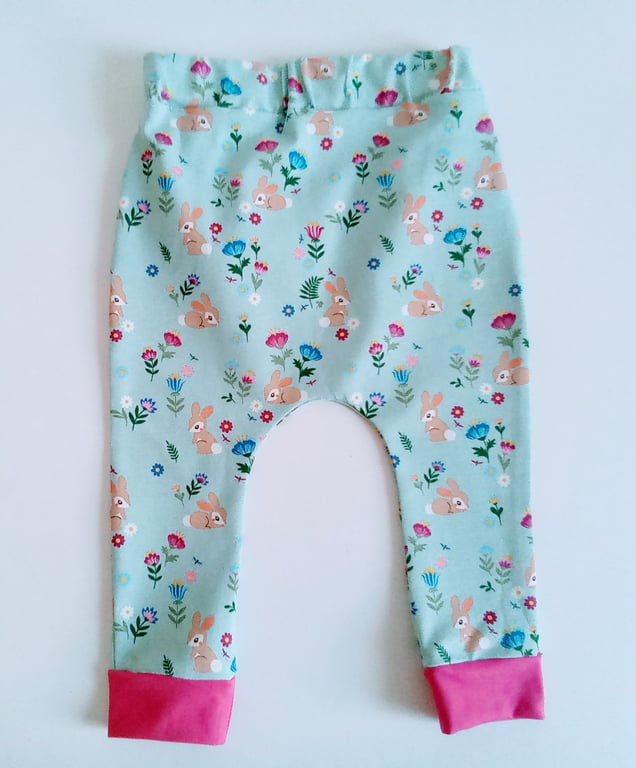 Leggings, 6-12 months, rabbit leggings, girls leggings with bunny design 