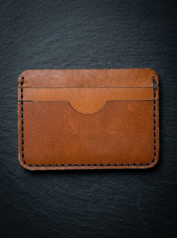 Cognac Tan Full Grain Leather Slim Cardholder Minimalist Card Wallet UK