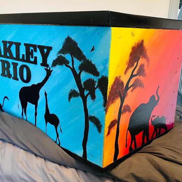 Custom painted toy box Folksy