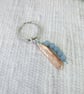 Feather Bag Charm, Copper and Sterling Silver with Blue Angelite Gemstones - Image 7