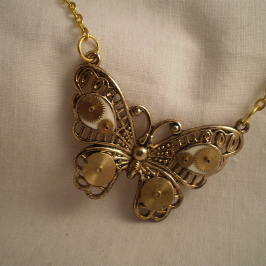 Steampunk Mechanical Butterfly Necklace