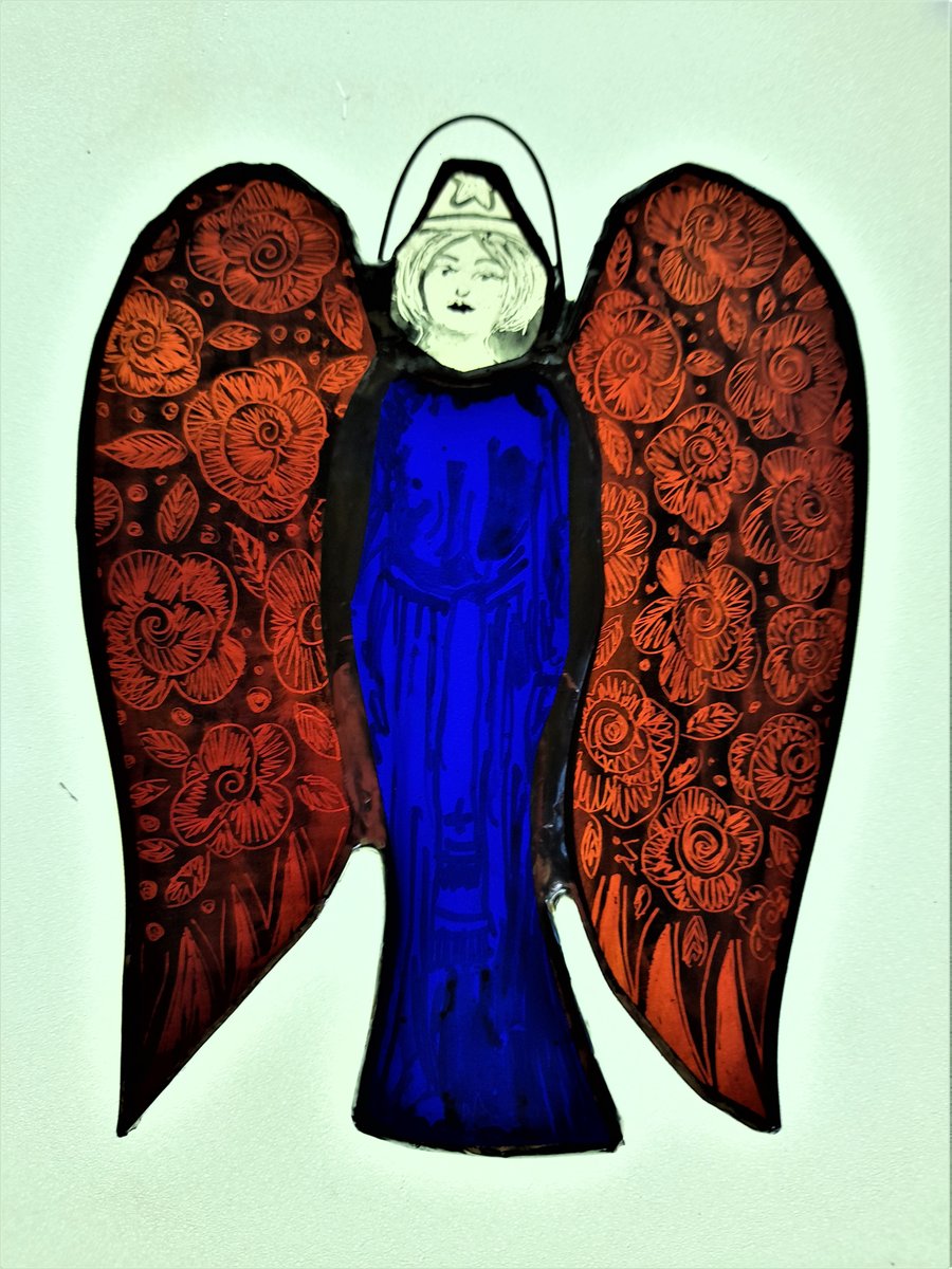 Contemporary Stained Glass - Guardian Angel Jewel Colours 