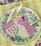 Afternoon Tea, Team Room "Ruby" - hand painted hanging decorations (set of 3)