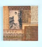 Vintage Paper Collage on Wood Panel, 14.8cms, Free UK Postage (209) - Image 1