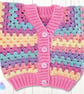 Pastel rainbow baby cardigan 0-3 mths. Baby cardigan. Rainbow cardigan. - Image 7