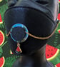 Black SIP valve cap with double gold keeper and watermelon charm