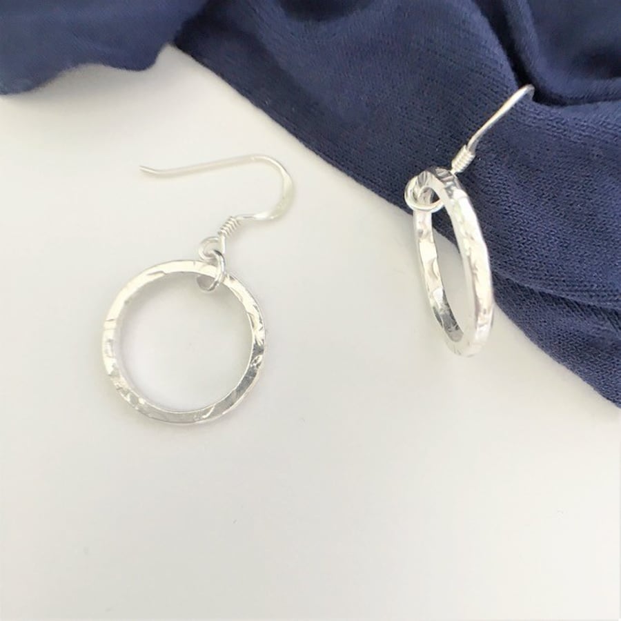 Textured Hoop Earrings - Eco Sterling Silver