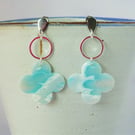 Turquoise and White Statement Quatrefoil Earrings