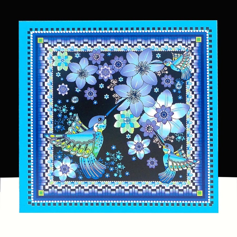Charm of Hummingbird Card - unique design