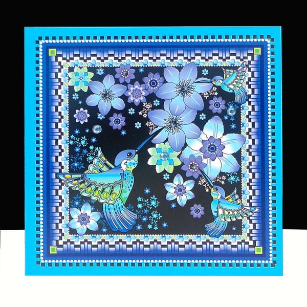 Charm of Hummingbird Card - unique design