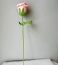 Crochet Pink Rose with 3 Leaves Pink Flower Bouquet Summer Seconds - Image 5