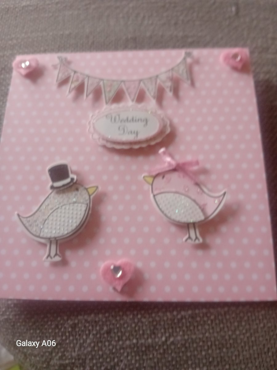 Love Birds Wedding Congratulations Card Handmade