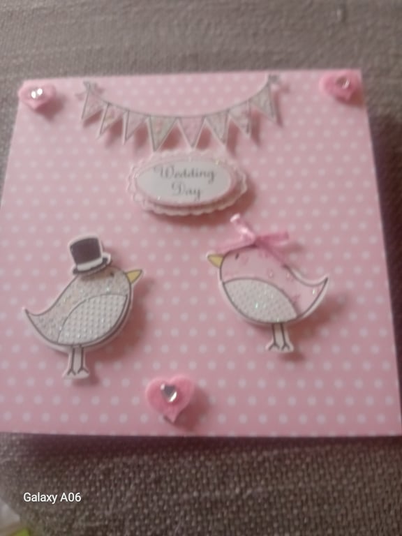 Love Birds Wedding Congratulations Card Handmade