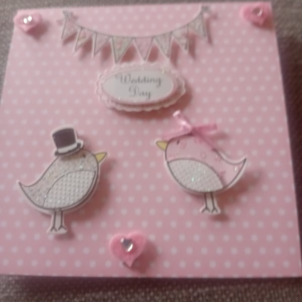 Love Birds Wedding Congratulations Card Handmade
