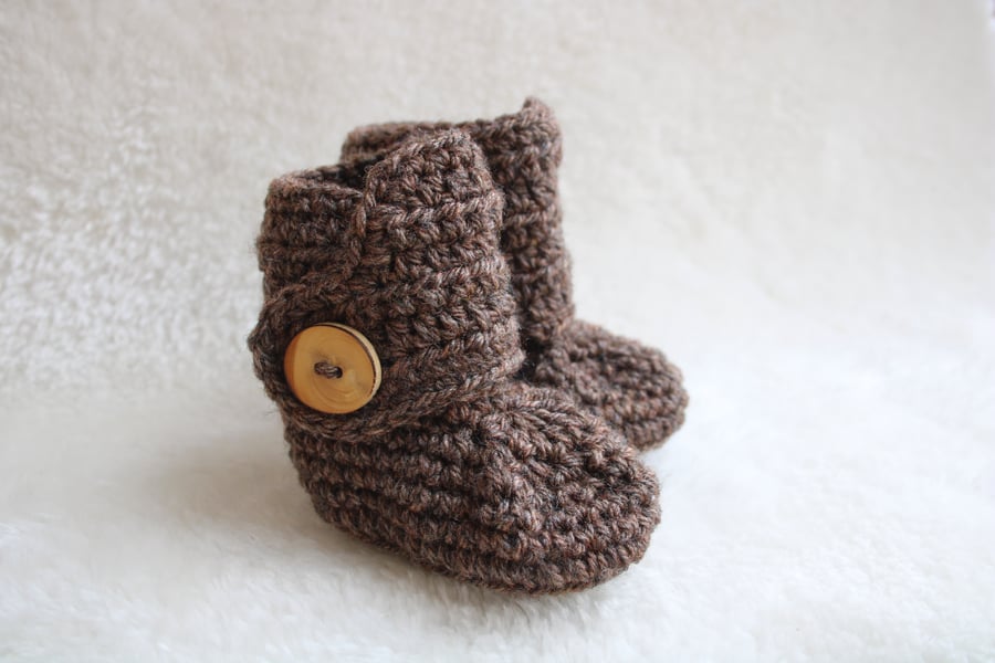 Brown Baby Boots - Baby Boy Baby Girl Booties - New Baby Gift - Photo Prop