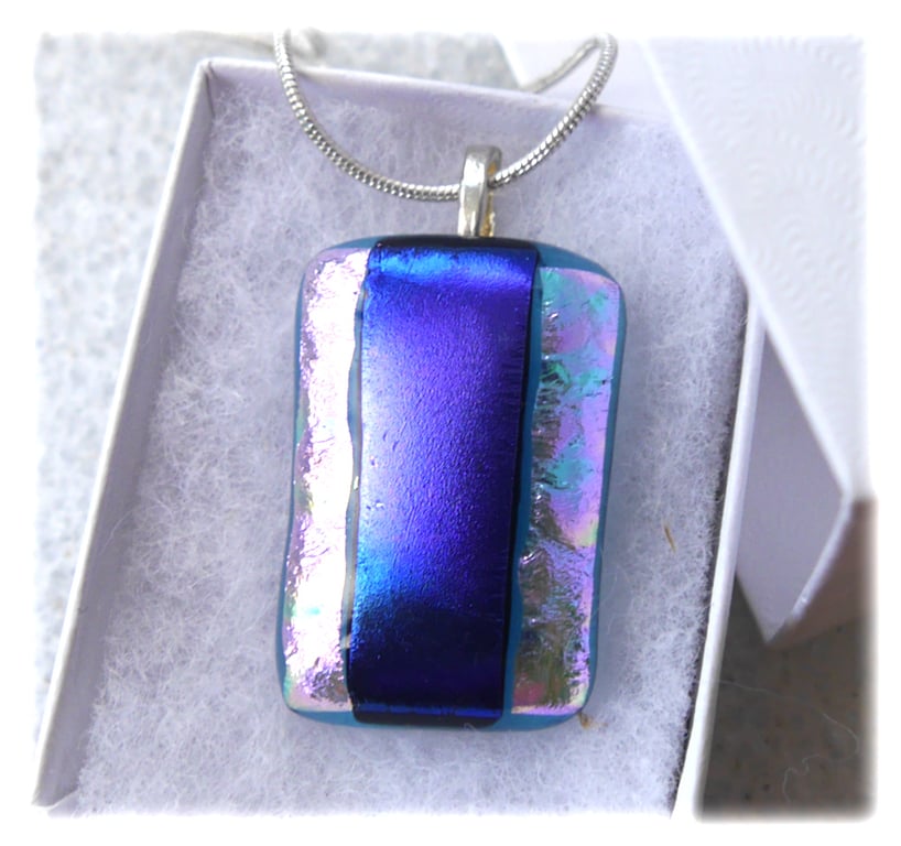 Lilac Purple 253 Dichroic Glass Pendant silver plated chain