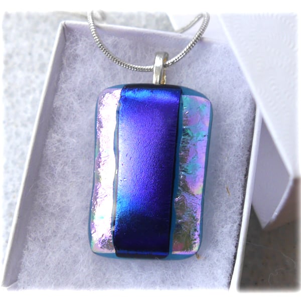 Lilac Purple 253 Dichroic Glass Pendant silver plated chain