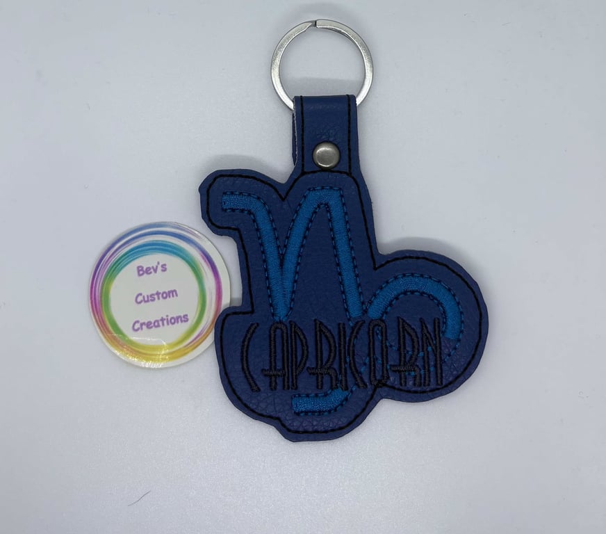 Embroidered Zodiac sign Keyring design - Capricorn