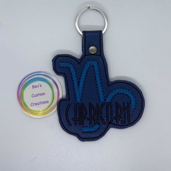 Embroidered Zodiac sign Keyring design - Capricorn