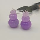 Stacked purple-lilac kunzite beaded dangle earrings, sterling silver hooks