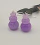 Stacked purple-lilac kunzite beaded dangle earrings, sterling silver hooks