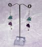 Wire zigzag earrings with fluorite stone triangles - Image 2