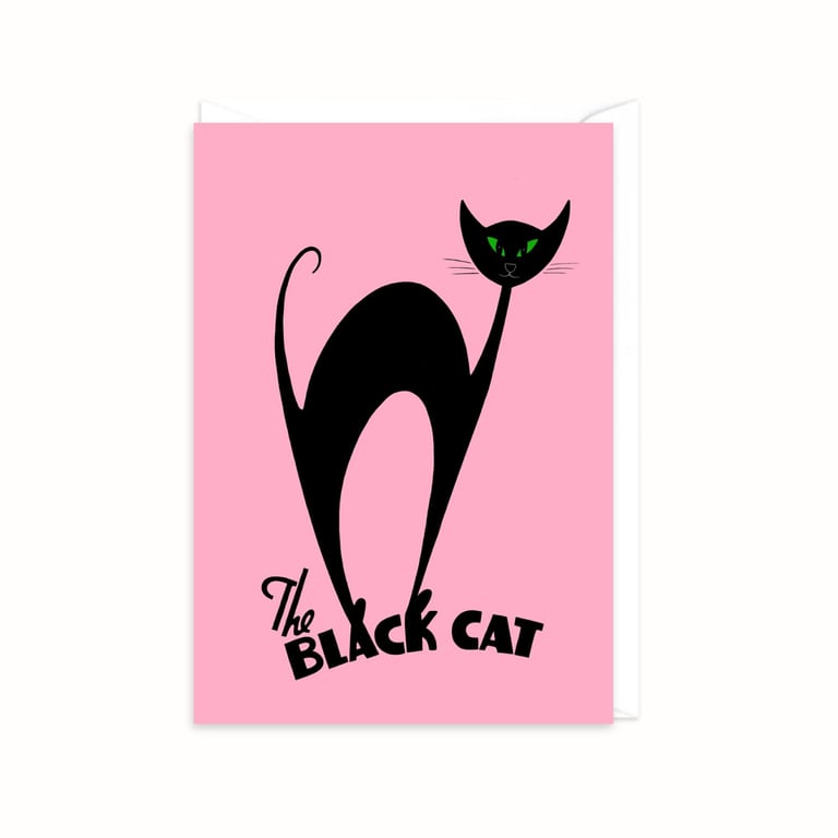 Atomic Black Cat Greeting Card: Good Luck Card (107)