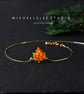Orange Maple Leaf Opal Bracelet With 925 Sterling Silver Chain - Image 3